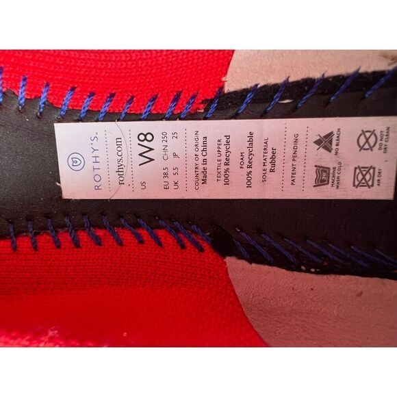 Rothy's The Point Ballet Flat Knit Fabric Size W8 Red Pointed Toe - Picture 8 of 9